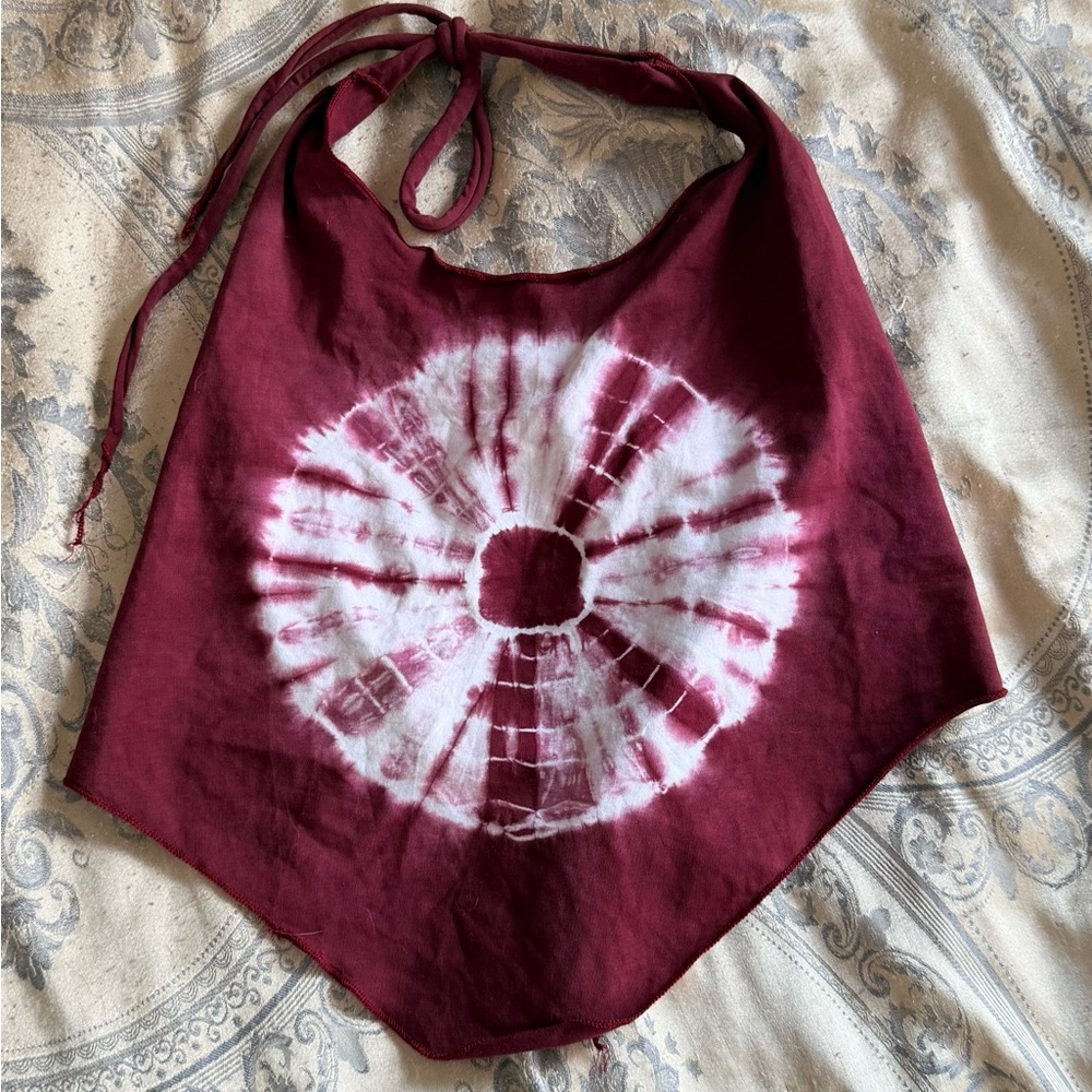 Burgundy Tie-Dye Bandana Top